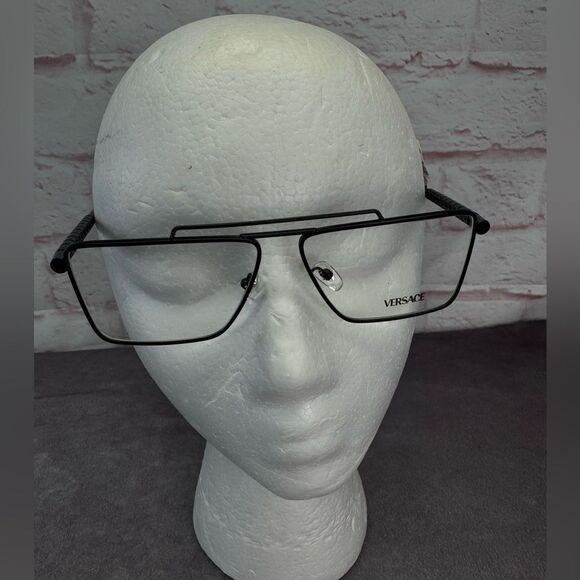 Versace NWT VE1295 1433 Black Matte Pilot Unisex Eyeglasses - Picture 3 of 12